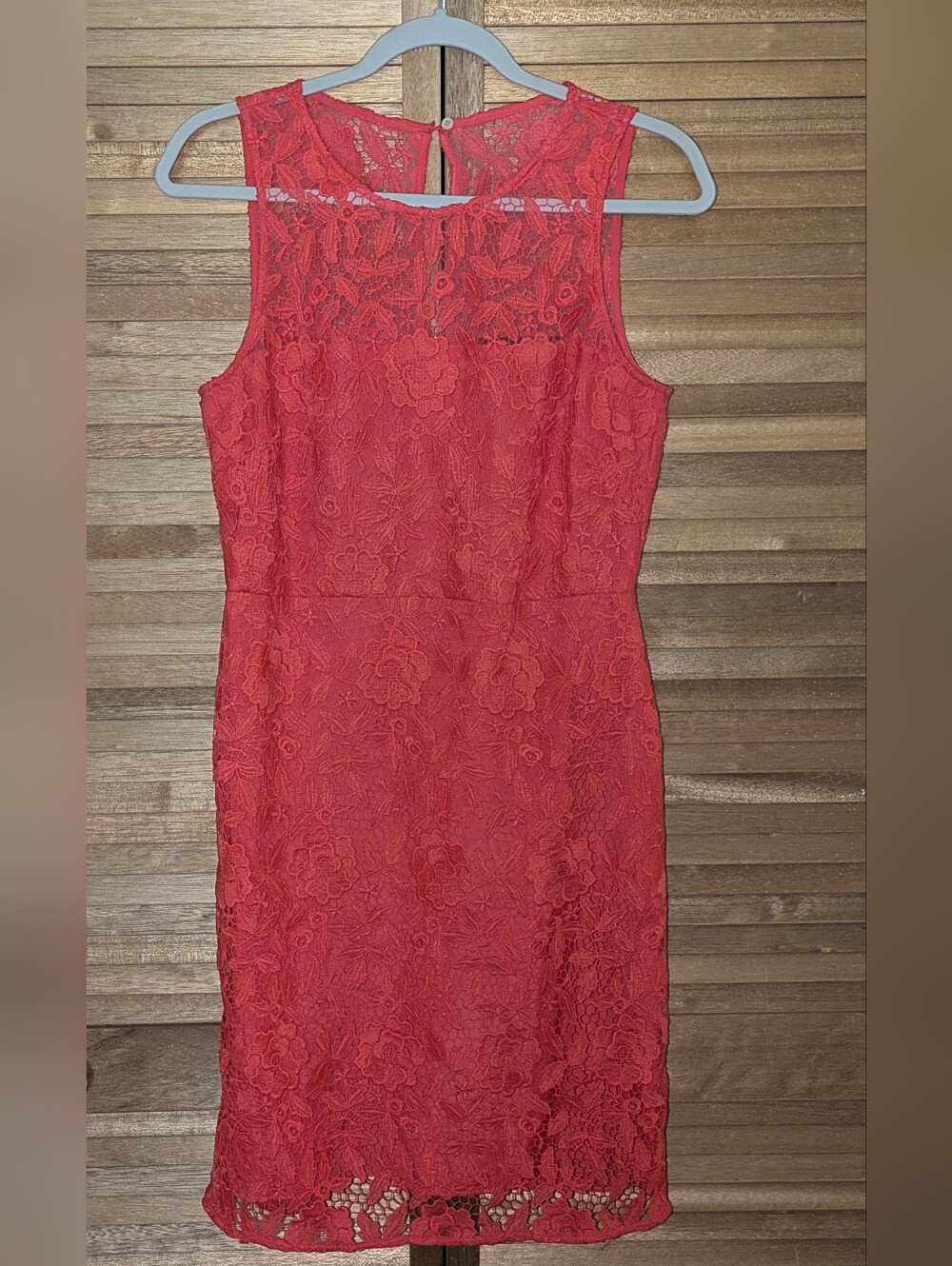 J. Crew Red Lace Midi Sheath Dress
